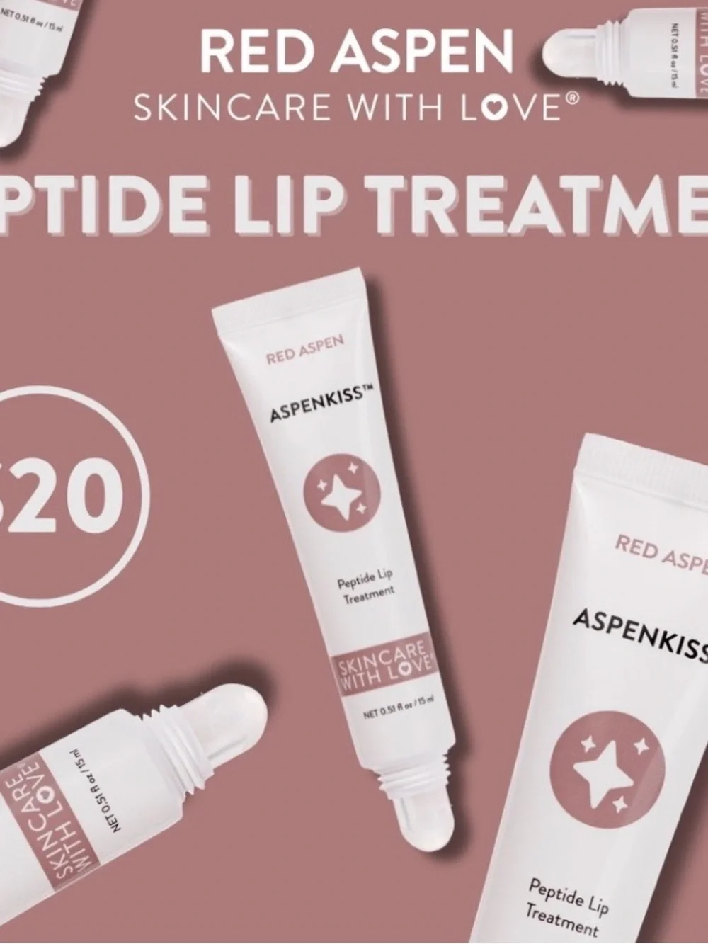 ASPEN-KISS Peptide Lip Treatment - Red Aspen (Creamy Pink)